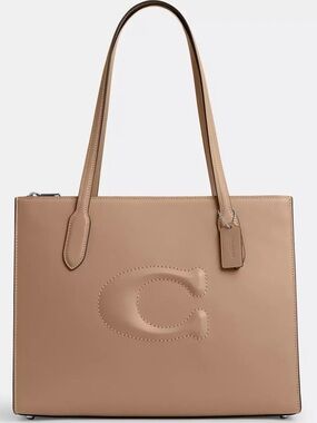 Coach Nina Tan Leather Tote Bag Medium👜